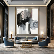Load image into Gallery viewer, “Monochrome Abstract Gestures” - Black, White, Grey Abstract Art on Canvas DKH1271
