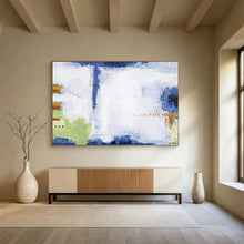 Load image into Gallery viewer, Abstract Painting on Canvas: Blue - Hued Urban Abstract with Textural Elements DKH573
