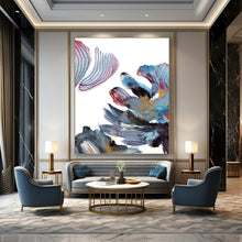 Load image into Gallery viewer, Gilded Floral Whimsy – Blue, Purple, Pink, and Gold Flower - Inspired Abstract DTP199
