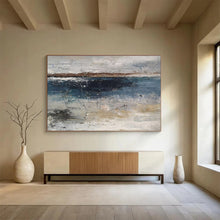Load image into Gallery viewer, Blue and Gray Abstract Seaside Painting for Coastal Cottage &amp; Relaxing Spa DKH288
