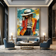 Load image into Gallery viewer, Stylish Abstract Figure Painting, Retro - Inspired Color Block Art for Fashion Boutique &amp; Mid - Century Living Room LargeART2191
