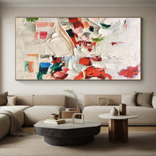 Load image into Gallery viewer, Custom Large Red - Accented Textured White Abstract - Perfect for Modern Dining Room &amp; Art - Centric Penthouse LargeART0731
