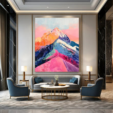 Load image into Gallery viewer, “Vibrant Mountain Peaks” – Color - Drenched Landscape Oil Painting DTP283
