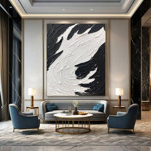 Load image into Gallery viewer, “Swirling Black &amp; White Impasto” – Thick black and white impasto, circular motion DTP398
