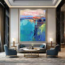 Load image into Gallery viewer, “Colorful Coastal Abstract” Abstract Painting on Canvas, Beach House Dining Decor DKH1030
