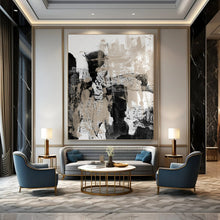Load image into Gallery viewer, “Monochrome Textured Abstraction” Abstract Black - and - Beige Painting on Canvas, Modern Wall Decor DKH966
