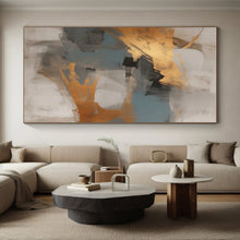Load image into Gallery viewer, Gold - Blue - Gray Abstraction Art for Coastal Mansion &amp; Corporate Boardroom LargeART0848
