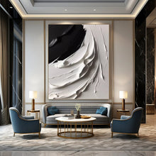 Load image into Gallery viewer, “Flowing Black and White Impasto” - Expressive Minimalist Art on Canvas DKH1670
