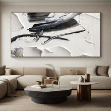 Load image into Gallery viewer, More Black - White Textured Strokes Art - Great for Modern Monochrome Kitchen &amp; Art - focused Library LargeART0702
