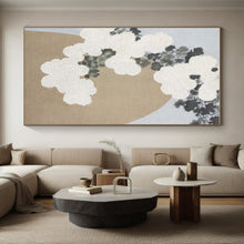 Load image into Gallery viewer, Large White Flowers on Beige - Ideal for Traditional Tea House &amp; Elegant Bedroom LargeART0750
