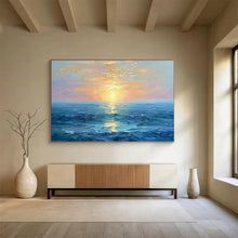 Load image into Gallery viewer, Impressionistic Sunset Seascape Painting on Canvas - “Golden Ocean Horizons” DKH767
