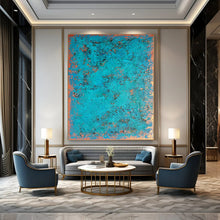 Load image into Gallery viewer, Turquoise &amp; Copper Abstract Painting, Ideal for Coastal Living Room &amp; Art Gallery LargeART2323
