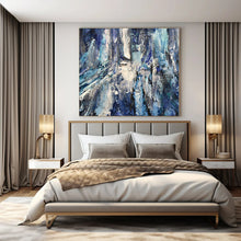 Load image into Gallery viewer, Blue &amp; White Textured Abstract Painting, Ideal for Coastal Home Office &amp; Relaxing Bathroom LargeART1350
