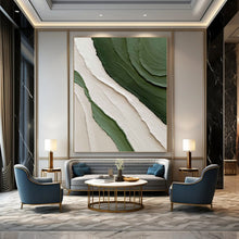 Load image into Gallery viewer, “Green &amp; White Textured Waves” - Nature - inspired Abstract Art on Canvas DKH1481
