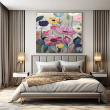 Load image into Gallery viewer, Colorful Floral Abstract Canvas Painting, Suited for Bohemian Living Room &amp; Cheerful Café LargeART1306
