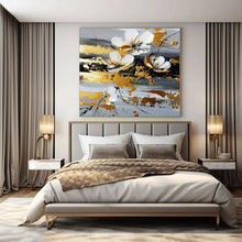 Load image into Gallery viewer, White &amp; Gold Floral Abstract Canvas Painting 2, Perfect for Glamorous Spa &amp; High - End Boutique LargeART1255
