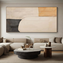 Load image into Gallery viewer, Oversized Beige - Gray Geometric Abstract Art for Modern Office &amp; Contemporary Hallway LargeART0453
