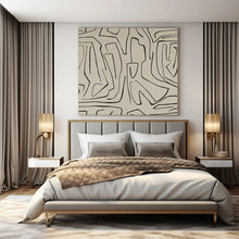 Load image into Gallery viewer, Black Line Abstract on Beige Abstract Canvas Painting, Perfect for Bohemian Living Room &amp; Art Studio LargeART1139
