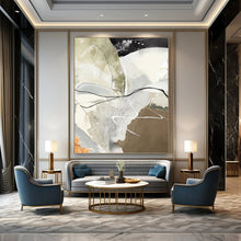 Load image into Gallery viewer, “Neutral Chaos with Black Lines” - Beige, Grey, Black Abstract Art on Canvas DKH1225
