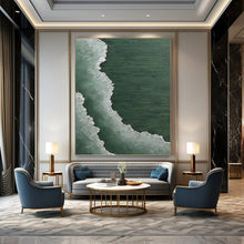 Load image into Gallery viewer, “Green Sea &amp; White Foam” - Coastal Abstract Art on Canvas DKH1501
