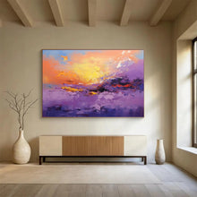 Load image into Gallery viewer, Vibrant Purple and Orange Sunset Abstract acrylic painting DLZ084

