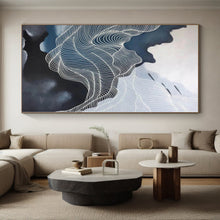 Load image into Gallery viewer, Large - Format Black and White Wavy Lines Acrylic for Modern Dance Studio &amp; Minimalist Office LargeART0358
