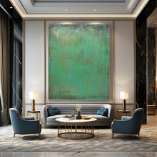 Load image into Gallery viewer, “Teal and Green Textured Field” - Teal, Green, Brown Abstract Art on Canvas DKH1213
