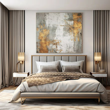 Load image into Gallery viewer, Gray, Gold &amp; White Abstract Canvas Painting 2, Great for Industrial - Chic Bedroom &amp; Modern Hallway LargeART1271

