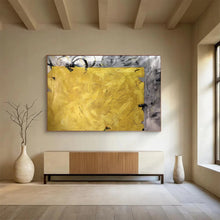 Load image into Gallery viewer, Bold Yellow - Gray Abstract Acrylic painting DLZ153
