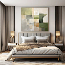 Load image into Gallery viewer, Green &amp; Gray Geometric Abstract Painting, Perfect for Minimalist Home Office &amp; Modern Lounge LargeART1458
