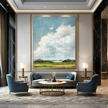 Load image into Gallery viewer, Blue and Green Cloudscape Abstract Painting, Suited for Country - Style Living Room &amp; Creative Studio LargeART1878

