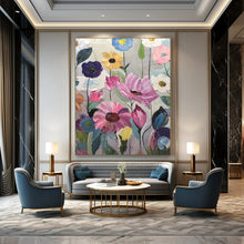 Load image into Gallery viewer, Colorful Floral Abstract Painting, Ideal for Cheerful Dining Room &amp; Feminine Bedroom LargeART2099
