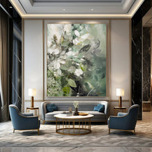 Load image into Gallery viewer, “Green - White Floral Dream” - Soft Green and White Blossom Art, Abstract Painting on Canvas DKH1086
