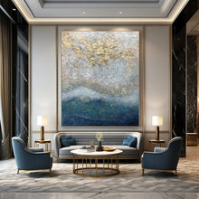 Load image into Gallery viewer, “Textured Gold &amp; Gray” Abstract Mixed - Media Painting on Canvas, Luxe Wall Art DKH958
