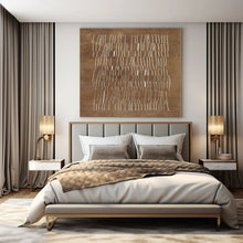 Load image into Gallery viewer, Brown &amp; White Stitch - like Abstract Canvas Painting, Perfect for Bohemian Living Room &amp; Rustic Café LargeART1095

