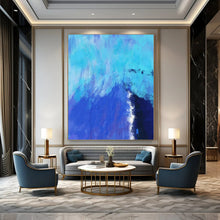 Load image into Gallery viewer, Abstract Painting, Cool Blue Textured Art - Ideal for Home Office &amp; Study Room LargeART2334
