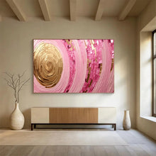 Load image into Gallery viewer, Hand - painted Pink and Gold Spiral Mosaic Acrylic Art for Glamorous Bedroom Interiors LargeART1707
