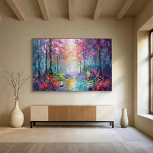 Load image into Gallery viewer, Colorful Forest Painting on Canvas - “Enchanted Woodland” DKH765
