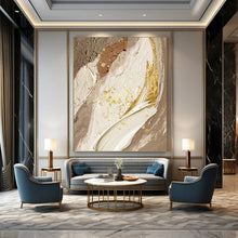 Load image into Gallery viewer, “Neutral Tones with Gold Accents” - Luxe Abstract Art on Canvas DKH1477
