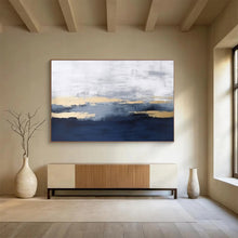 Load image into Gallery viewer, Abstract Blue and Gold Painting on Canvas - “Sunset Reflections” DKH786
