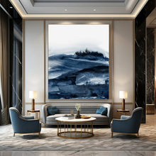 Load image into Gallery viewer, Indigo Mountain Mist – Watercolor Landscape with Deep Blues DTP230
