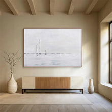 Load image into Gallery viewer, “Minimalist Sailboats on White” - Subtle Abstract Acrylic, Ideal for Minimalist Bedroom and Home Office DLZ261
