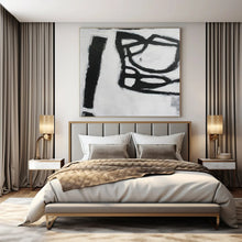 Load image into Gallery viewer, Black &amp; White Abstract Forms Painting, Perfect for Modern Gallery &amp; Monochrome Study LargeART1415
