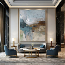 Load image into Gallery viewer, “Blue - Brown Abstract Textures” Abstract Painting on Canvas, Rustic Modern Decor DKH1012
