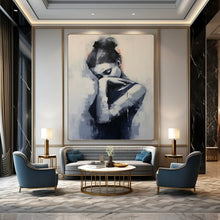 Load image into Gallery viewer, Gray &amp; Black Figurative Abstract Painting, Perfect for Minimalist Bedroom &amp; Quiet Study LargeART2140

