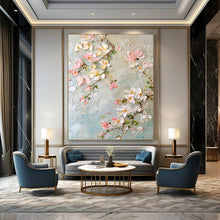 Load image into Gallery viewer, Pastel - Toned Textured Flower Abstract Painting, Ideal for Feminine Bedroom &amp; Charming Breakfast Nook LargeART2067
