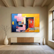 Load image into Gallery viewer, Geometric Doorway Abstract Painting on Canvas - “Architectural Pop” DKH642
