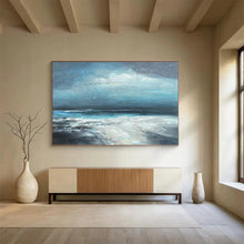 Load image into Gallery viewer, Hand - painted Substantial Blue Toned Seaside Acrylic Art for Calm Family Rooms LargeART1787
