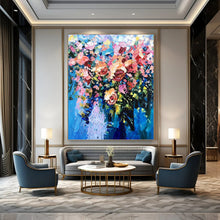 Load image into Gallery viewer, “Vibrant Impasto Flower Bouquet” - Colorful, Textured Floral Art on Canvas DKH1349
