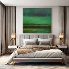 Load image into Gallery viewer, Large - Format Hand - painted Gradient Green Landscape Acrylic Art for Zen - Inspired Studies LargeART0190
